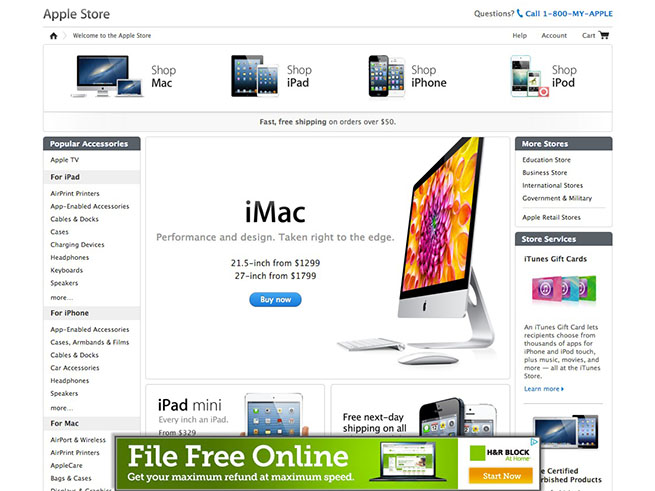 Image du site web d'Apple