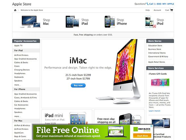 Image du site web d'Apple