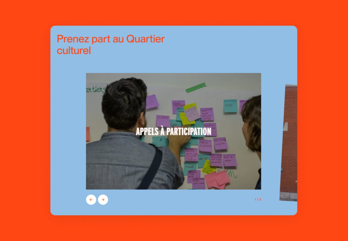 Carousel module for the Quartier culturel des Faubourgs website.